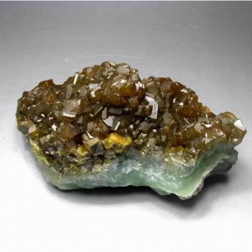 1478g Golden Baryte/Barite on Green Fluorite - crystals and stones healing Mineral specimen Home Decor feng shui decoration