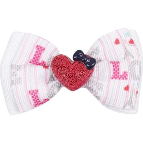 20 pcs/lot,6.3*3.8cm New Valentine Hair Bows With Clips For Girls Kids Printed Heart Hair Clips Hairpins Party Hair Accessories