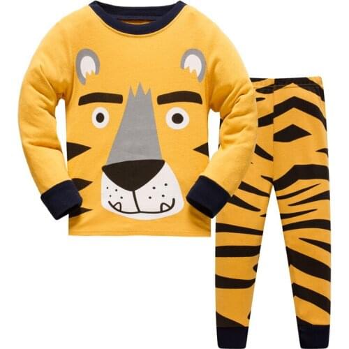 2020 Boys Letter Pijamas Tiger Printed Kids Cartoon Pajamas Boy Autumn Pijamas Sets For 3-8Y 28 Design
