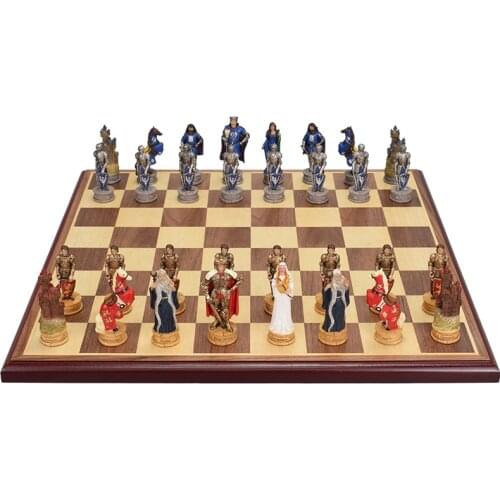 Antique Adult Chess Pieces Game Accessories Board Resin Large Medieval Chess Entertainment Szachy Family Table Games DE50QL
