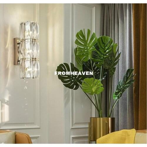 Free Shipping Modern Crystal Wall Lamp Decora Bedroom Crystal Wall Sconce LED Lights Wireless Wall Lamp for Living Room Lighting