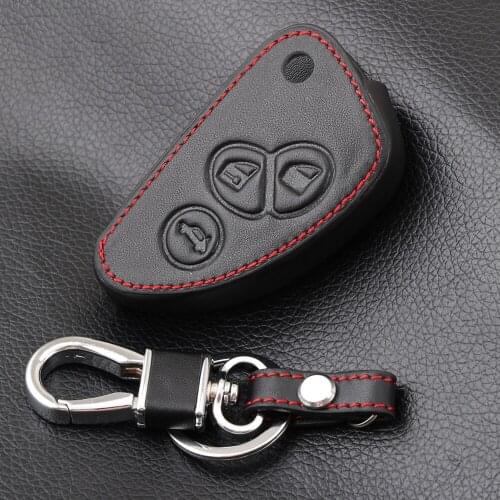 Genuine Leather Car Key Cover FOB Case For Alfa Romeo 147 156 166 GT JTD TS Flip Remote Car Key Jacket Wallet Bag Car-stying