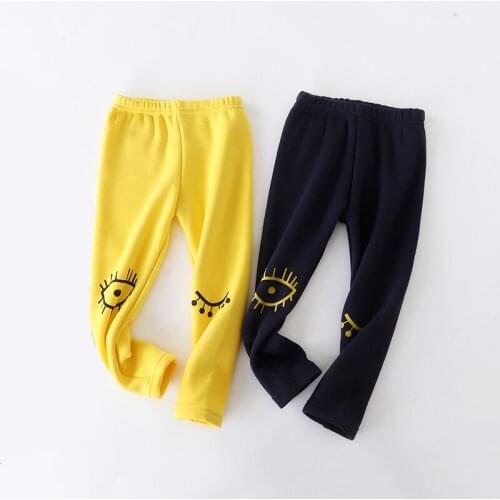 Spring winter 2021 girls knee print eyelash leggings children thickened soft thermal pants