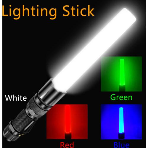 4in1 Flashlight UV Led Zoom Multi Color RGBW Rechargable Battery With Glow Stick For Fishing Camping Party Work Emergency Light