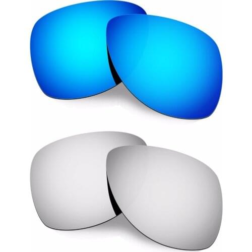 HKUCO For Dispatch 2 Sunglasses Polarized Replacement Lenses Blue/Silver 2 Pairs 100% UVA & UVB