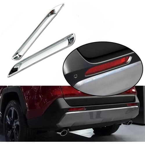 JEAZEA 2Pcs Chrome ABS Rear Fog Light Lamp Cover Trim For Toyota RAV 4 RAV4 2019 2020 Car Accessories