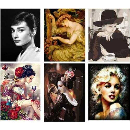 Oil Painting Girl HandPainted Kits Drawing Canvas DIY Pictures By Numbers Girl Portrait Home Decor Gift