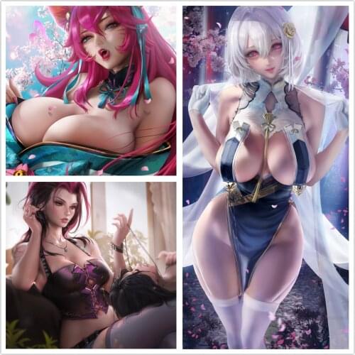 Sexy Girl Anime Game Movie Wall Art Modular Canvas Pictures Home Decor Painting Prints Beauty Poster Living Room Cuadros Frame