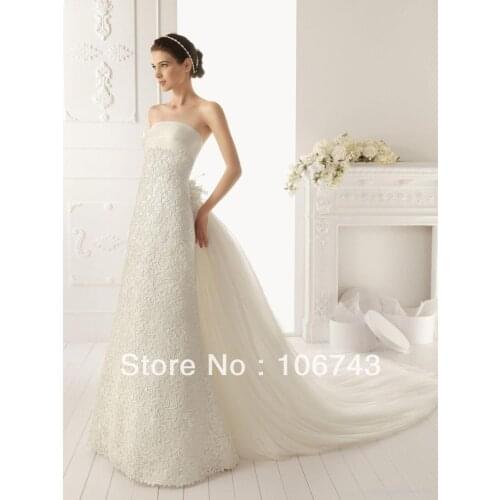 China free shipping dress sale putih tulle Strapless Style with Lavish designer gown white lvory Lace Bespoke Wedding Dresses