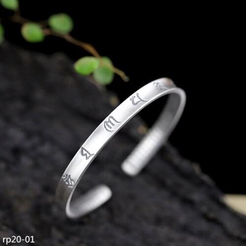 KJJEAXCMY Boutique jewelry 999 Foot Silver Jewelry Thai Silver Handmade Ladys Hand Ornament Six Words Mantra Heart Bracelet