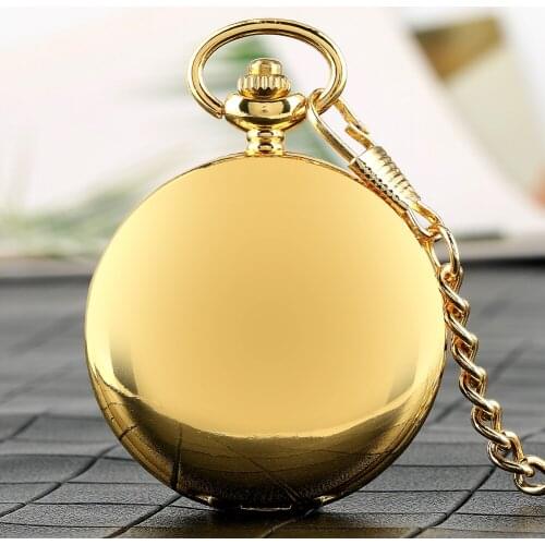 Classic Gold Case Quartz Pocket Watch For Men Women Dial With Roman Numerals Pocket Watches Rough Chain Pendant Watch