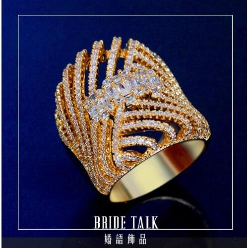 Bride Talk Luxury Trendy Women Ring Rhodium Plating Cubic Zirconia Elegant Wedding Rings Jewelry Valentines Day Gift Quality A