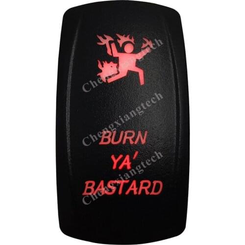 Red Led Car Boat Dashboard Light Rocker Toggle Switch BURN YA'BASTARD 5P ON OFF SPST for Carling ARB Narva 4x4 Style