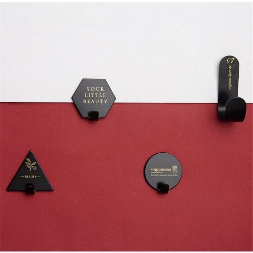 4pcs Hook Household Kitchen Wall Door Stainless Steel Hook Hanger Creative Letter Cactus Key Bag Black White Home Wall Hooks