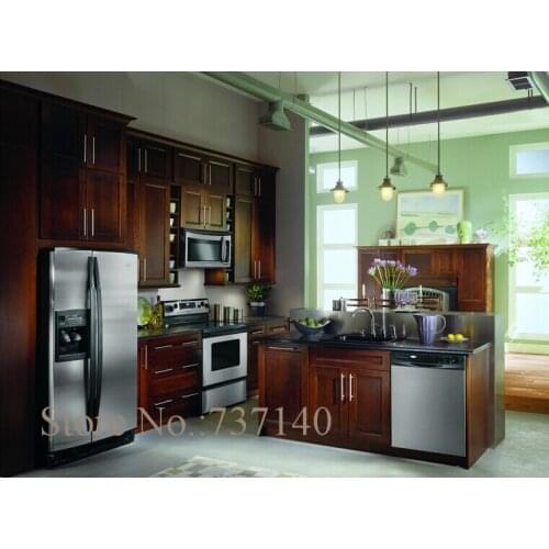 Mocha Espresso Color Shaker Style Solid Wood Kitchen Cabinets