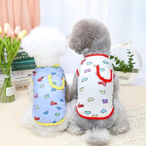 Fashion Summer Pet Dog Jumpsuit Attractive Refreshing Cotton Print Summer Sleeveless Pet Clothes for Home