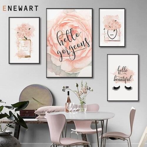 Perfume Fashion Poster Watercolor Eyelash Makeup Print Canvas Painting Wall Art Picture Beauty Salon Poster Girl Room Decor