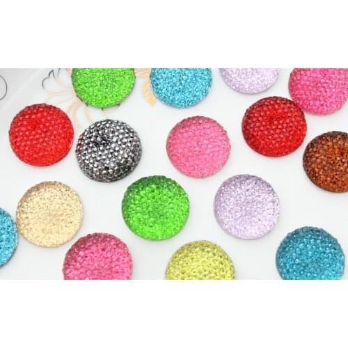Set of 100pcs 3D Crystal Bling gem Decoden Supplies round rhinestone studded cabochons mixed colors 20mm