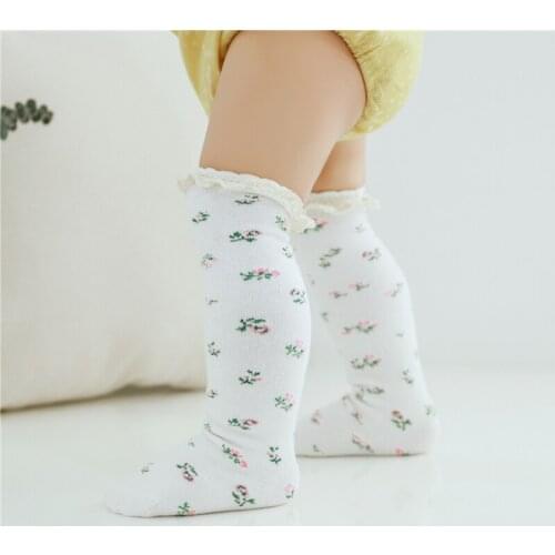 Girl Socks Socks Lace Ruffle Frilly Baby Cotton Harajuku Cute Vintage Retro Floral Baby Boot Socks for Kids Knee High Princess