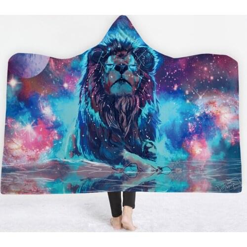 Mylb Hooded Blanket Microfiber for Adults Kids Moon Eclipse Galaxy Wolf Sherpa Fleece Wearable Blanket