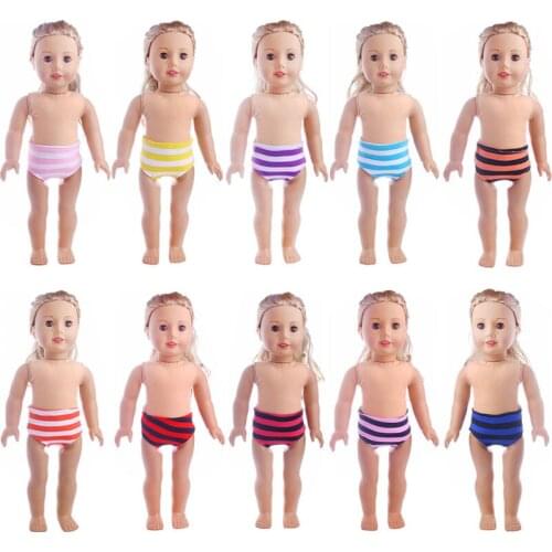 Solid color striped underwear Fit For American Doll 18 inch American Doll,43CM Newborn baby doll Accessories
