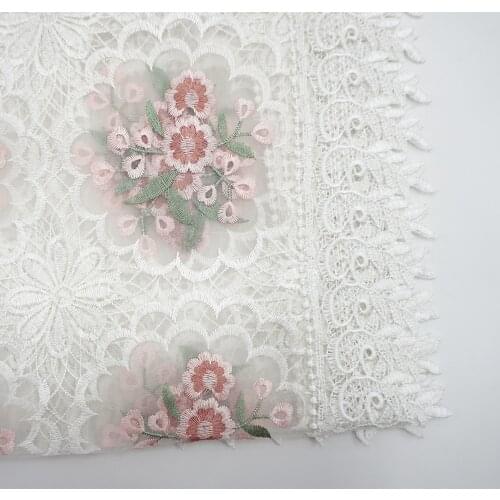 Cusack Organza Embroidery Flower Lace Trim Fabric for Desk Fridge Cover 95 cm * 95 cm Square Home Textile High Quality Trimmings