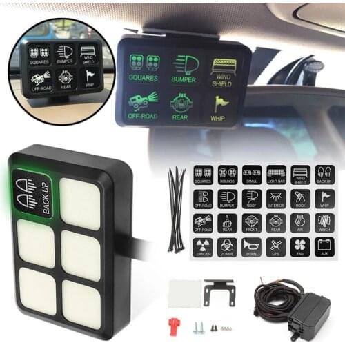 12V Press Screen Switches Panel 6 Gang LED Switch Panel Press Control Panel Box for Car Marine Boat Caravan