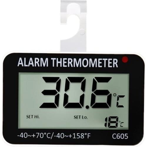 Hanging Magnetic Digital Alarm Thermometer for Fridge Freezer with High & Low Temperature Alarm Battery Included