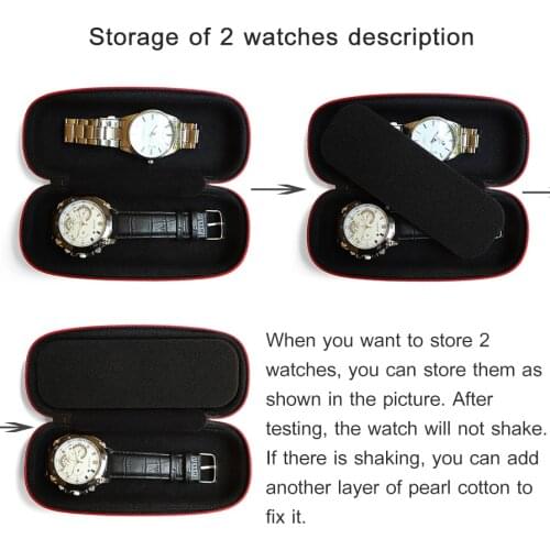 Portable 2 slots EVA Hard Shell Watch Box Pouch Travel Watch Organizer Case Watch Storage Box Zipper Wristwatch Box Holder Watch