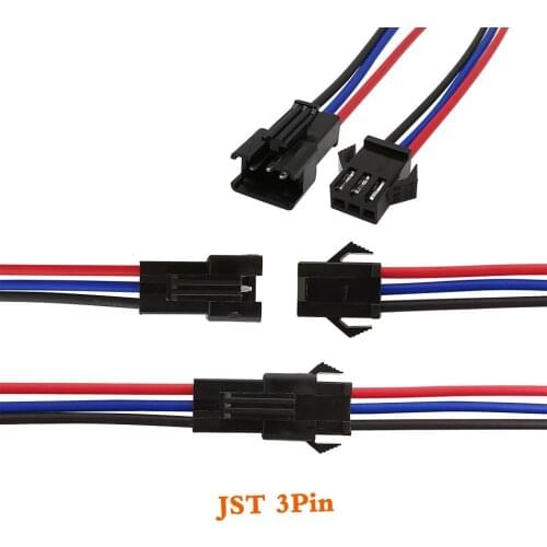 5pair/Lot JST SM 3Pin Connector JST SM 3P Plug Socket Male to Female Wire Adapter 15CM/20CM LED Extension Male Female Cable Wire