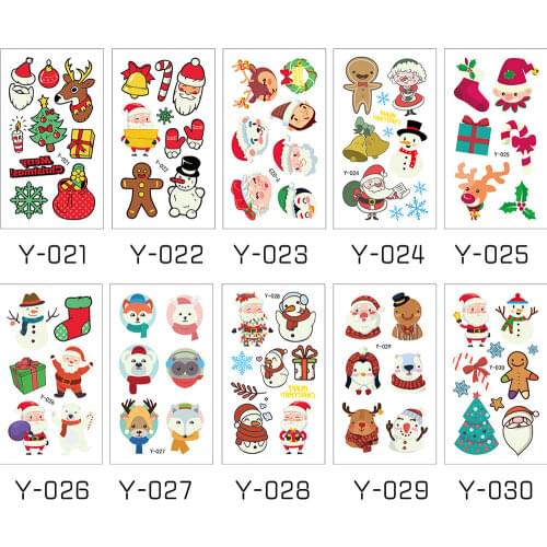 Christmas Tattoo Stickers Luminous Child Kid Temporary Tattoos Snowman for Children Body Art Waterproof Sticker