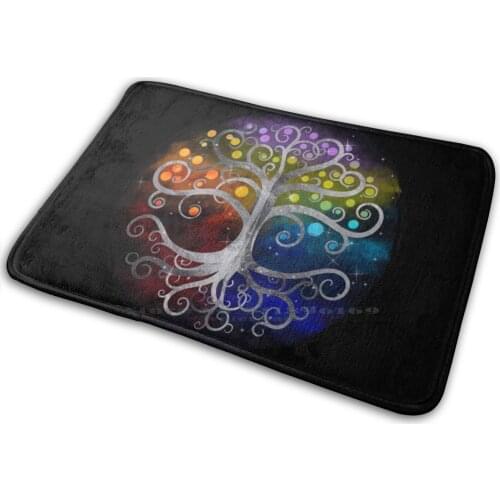 Tree Of Life Silver Swirl Mat Rug Carpet Anti-Slip Bedroom Entrance Door Mat Yggdrasil Tree Of Life Sacred Tree Tree Magical