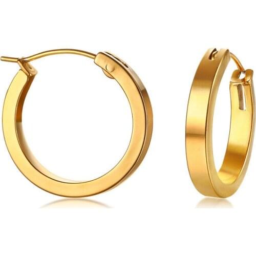 Retro Minimalist Fashion Wild Big Circle Round Metal Titanium Steel Earrings Earrings