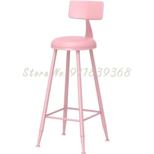 Nordic Bar Chair Modern Simple Light Luxury High Stool Home Back Milk Tea Shop Color Bar Stool Bar Chair