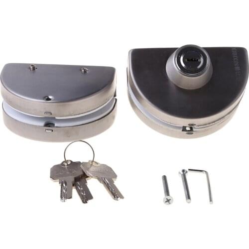 Glass Door Lock Stainless Steel Double Bolts Swing Push Sliding Control No Drill Anti-Theft Security Lock with Keys