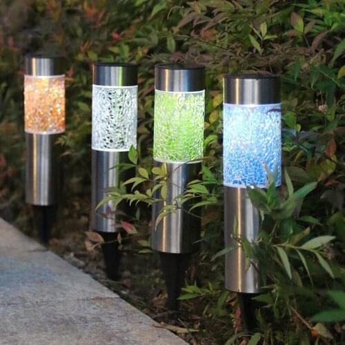 SAROK Solar Lawn Light Mosaic Outdoor Ground Plug Stainless Steel LED Night Light Waterproof Decorative Garden Landscape Lamp