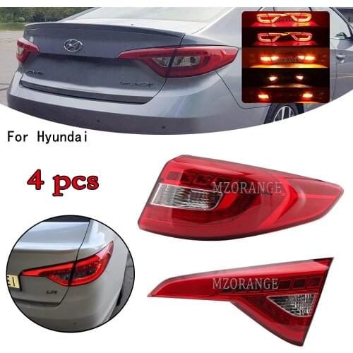 4 Pcs LED Rear Brake Tail Light For Hyundai Sonata 9 2015 2016 2017 Stop Turn Signal Reverse Tail Lamp Car Accessories