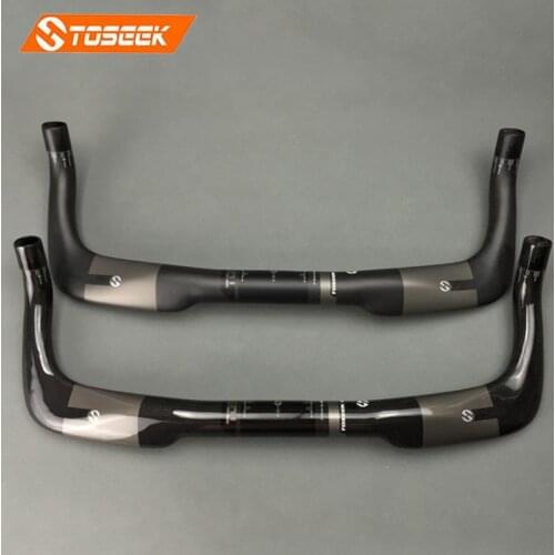 TOSEEK Carbon Fiber Handlebar 31.8mm Road Bike Bent Bar Racing Cycling Handlebar TT Bullhorn Bar Time Trial Bars 400/420/440mm