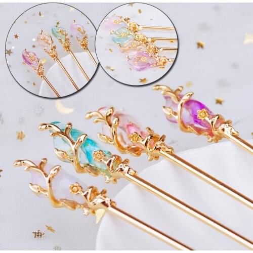 Vintage Metal Rhinestone Crystal Hair Stick Hair Chopsticks Hairpin Pin Flower Handmade Hair Stick Chinese Style Jewelry Gift