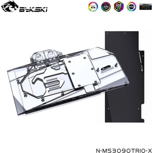 Bykski GPU Water Block For MSI Geforce RTX 3080 ,3090 GAMING/SUPRIM X TRIO 10G/24G OC , Full Cover Watercooler ,N-MS3090TRIO-X