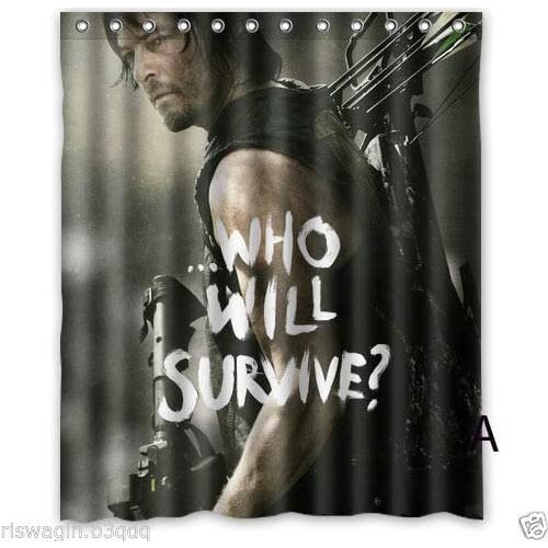 Customized Walking Dead Shower Curtain Durable Fabric Mildew Bathroom Accessories Creative with 12 Hooks