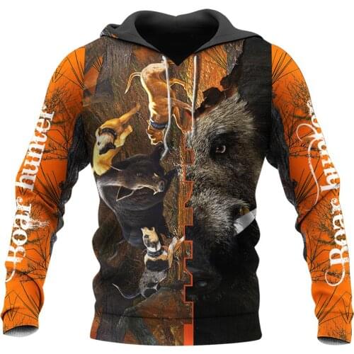 Animal Boar Hunter Orange New 3D Printed Mens Hoodie Harajuku Sweatshirt Unisex Casual Jacket Pullover sudadera hombre KJ063