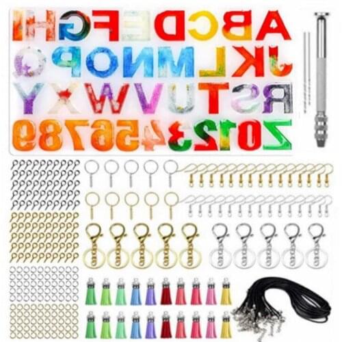 DIY 1 Set Crystal Epoxy Resin Mold Alphabet Letter Number Pendant Casting Silicone Mould Crafts Jewelry Making Tools