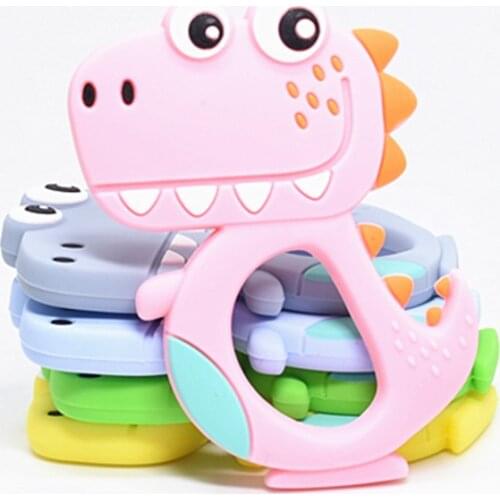 1 PC Cartoon Dinosaur Waldorf Silicone Toy Teething Nurse Gift Hot Sale Baby Shower Montessori Animal Baby Dino Teethers