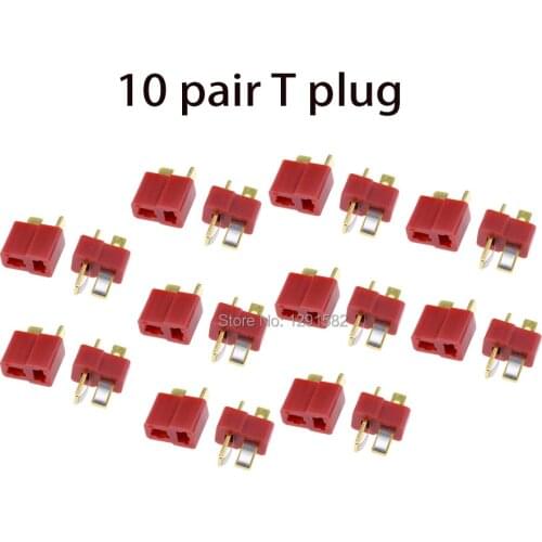 10 Pairs T Plug T-Plug Connectors Male Female For RC Lipo Battery Quadcopter