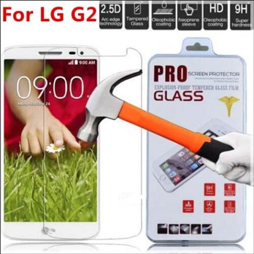 1000pcs HD Tempered Glass Screen Protector for LG G2 Steel film 0.3mm Round Border 2.5D Shipping DHL