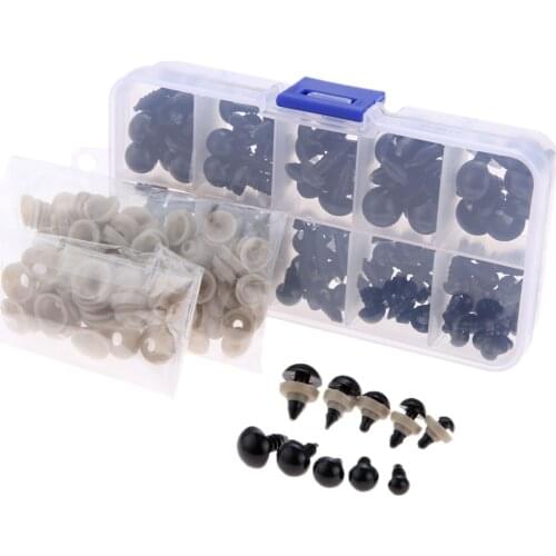 142 Pcs/box Black Plastic Safety Eyes 3D Handmade DIY Accessories for Kid Puppet Doll Teddy Bear Plush Animal Toys 6/8/9/10/12mm