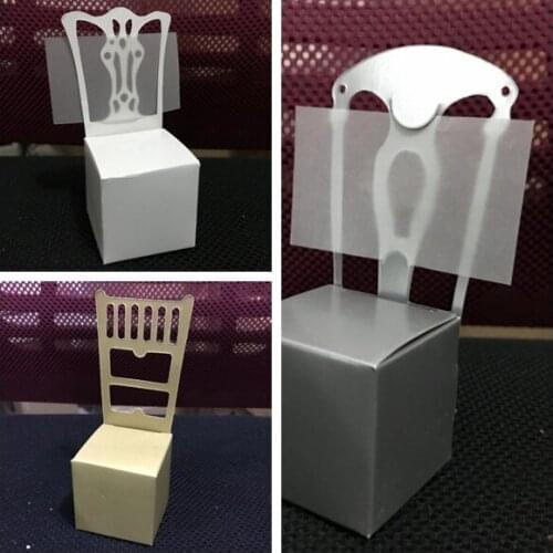150 Pcs/lot Little Wedding receiption gift box of miniature silver chairs guest name placecard holders for Party Favor box gift