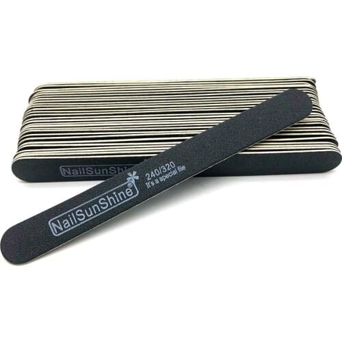25pcs Wooden Nail Files For Manicure 240/320 Straight Nail Polish Files pilnik do paznokci Black Sandpaper Sanding Nail Buffer