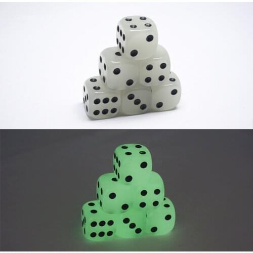 6PCS 14mm 6 Sided Noctilucent Dice Night Light Round Corner Cubes Fun Bar KTV Entertainment Luminous Game Dices Drinking Tool